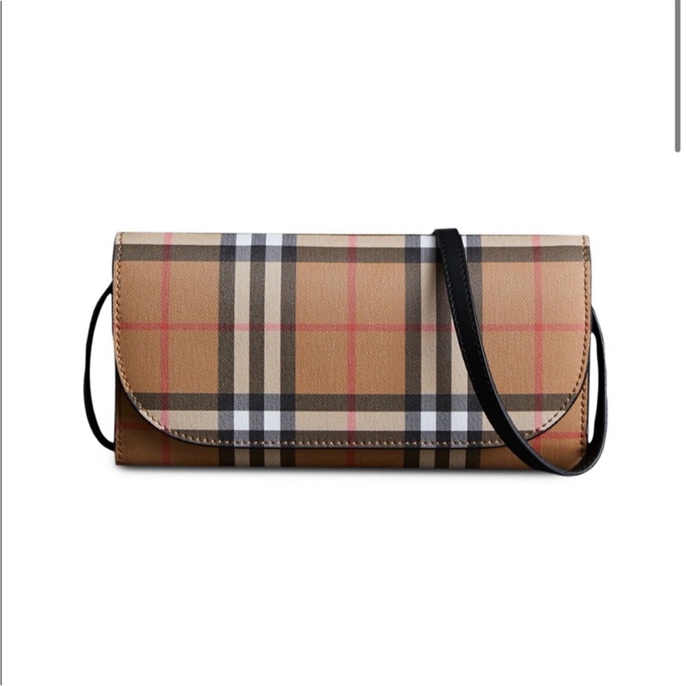 Burberry Tan and Red Plaid Clutch